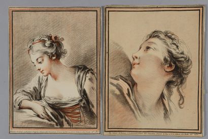 Gilles DEMARTEAU (1750-1802) Femme en buste...