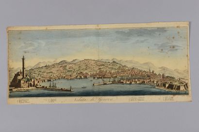 null Cosimo ZOCCHI (1714-1788) - Veduta di Genova. - Eau-forte sur papier vergé,...