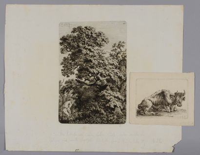 null Carl Wilhelm KOLBE (1781 1853) Boeuf se reposant Bosquet avec un chêne, un satyre...