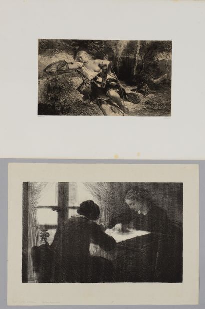 null Henri FANTIN- LATOUR (1836-1904) Les Brodeuses (2e planche). Lithographie sur...