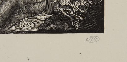 null Aristide MAILLOL (1861-1944) Héro et Léandre. c.1895. Gravure sur bois sur chine....