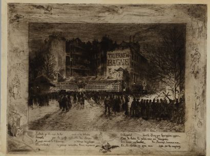 null Félix BUHOT (1847-1898) La Place des martyrs et la Taverne du bagne. 1885. Eau-forte,...