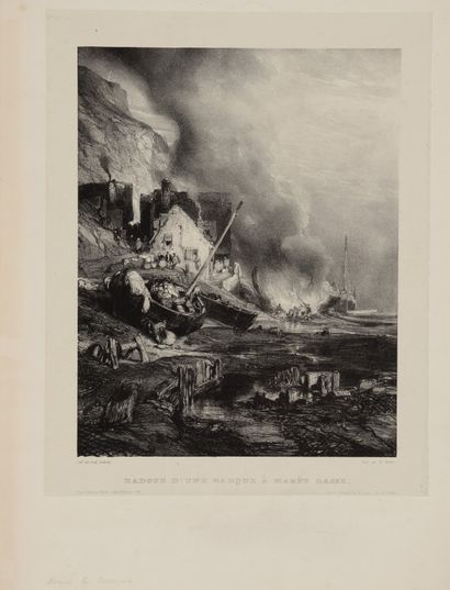null Eugène ISABEY (1803-1886 Vue de Caen Environs de Dieppe Radoub d'une barque...