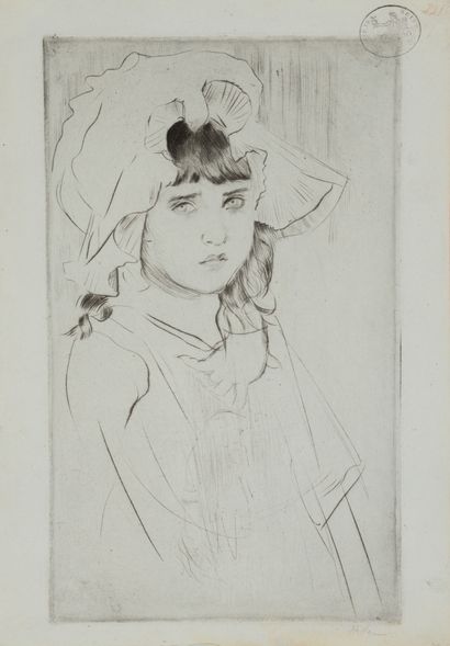 null Paul HELLEU (1859 1927) Jeune fille au chapeau. c.1895. Pointe sèche sur papier...