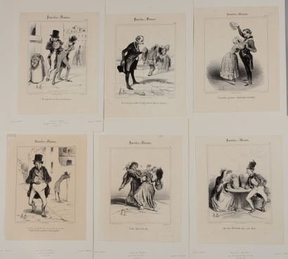 null Honoré DAUMIER (1808- 1879) Proverbes et Maximes. Série complète des douze planches....