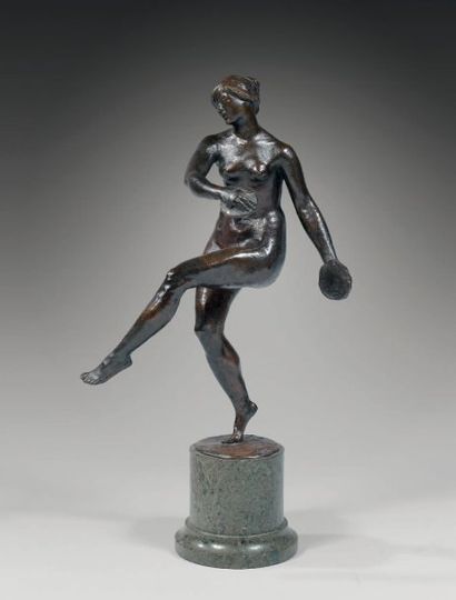 Jean-Pierre GRAS (1879-1964) Danseuse aux cymbales Bronze à patine brun, signé et...