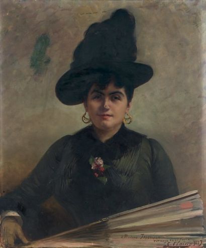 Georges Jules Victor CLAIRIN (1843-1919) Portrait de Madame Thomson, 1887 Huile sur...