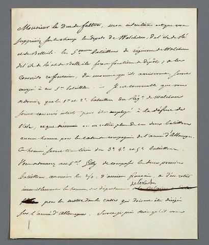 Napoléon 1er L. M. S. dictée à Méneval, adressée au Duc de Feltre et datée de Trianon,...