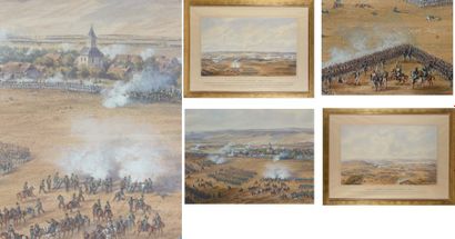 Gaspard Gobaut paire de grandes aquarelles gouachées, signées en bas à droite : grandes...