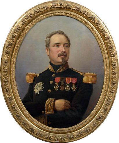 Witkofsky A. huile sur toile ovale, signée en bas à droite et datée : "1861" : portrait...