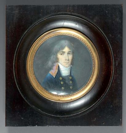 null Miniature ronde sur ivoire : portrait d'un médecin de la marine vers 1794/1800...
