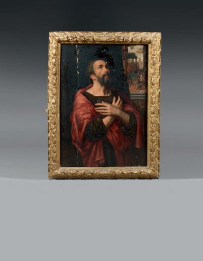 Artus WOLFORDT (Anvers 1581 - 1641) Le reniement de Saint Pierre Panneau de chêne,...