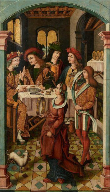 MAITRE de PALANQUINOS (Actif dans le Leon vers 1500) Christ bénissant Peinture à...