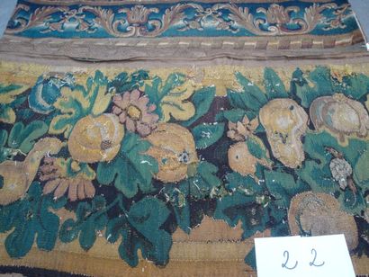 null Deux bordures de tapisserie, Aubusson et Flandres, début XVIIe siècle. Laine...
