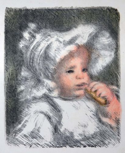 Pierre-Auguste RENOIR (1841-1919) L'enfant au biscuit (Delteil, Stella 31). 32,2...