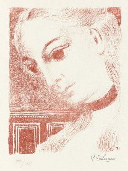 null Anne de profil - 1971. (M. Jacob 46). 31,5 x 24,3 cm. Lithographie en sanguine....