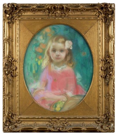 Lucien-Victor GUIRAND de SCEVOLA (1871-1950) La petite fille en rose Pastel, signé...