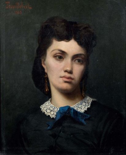 Paul-Désiré TROUILLEBERT (1829-1900) Portrait de Madame Trouillebert - 1865 Huile...