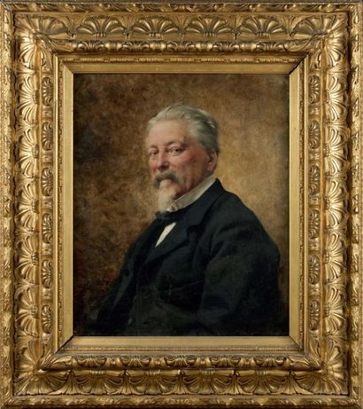 Théobald CHARTRAN (Attribué à) Portrait d'homme en redingote noire Huile sur toile...