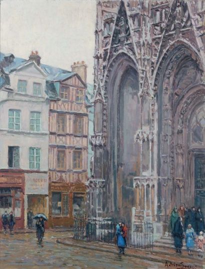 Adrien SEGERS (1876-1950) Cathédrale de Rouen Huile sur toile, signée en bas à droite...