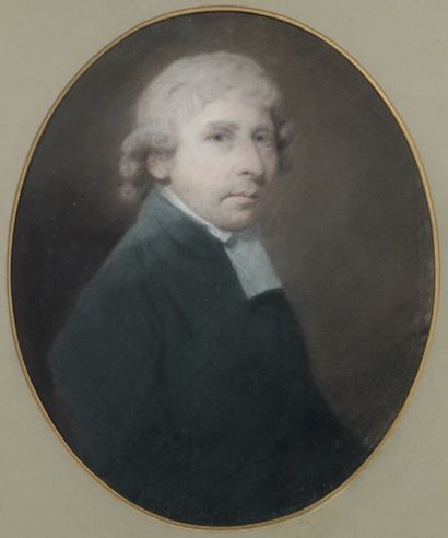 Charles Howard HODGES (Londres ? 1764 - Amsterdam 1837) Portrait d'homme Pastel ovale....