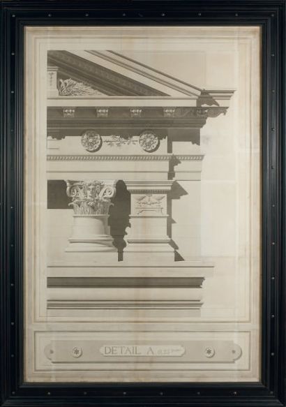 Ecole FRANCAISE du XIXème siècle, vers 1820 - 1830 Etude d'un fronton, dessin d'architecture...