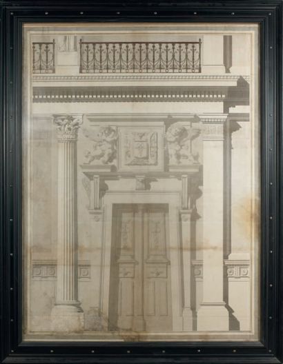 Ecole FRANCAISE du XIXème siècle, vers 1820 - 1830 Etude d'une porte et son encadrement,...