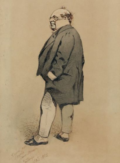 Henry MONNIER (Paris 1805 - 1877) Portrait de Prud'homme Plume et encre noire et...