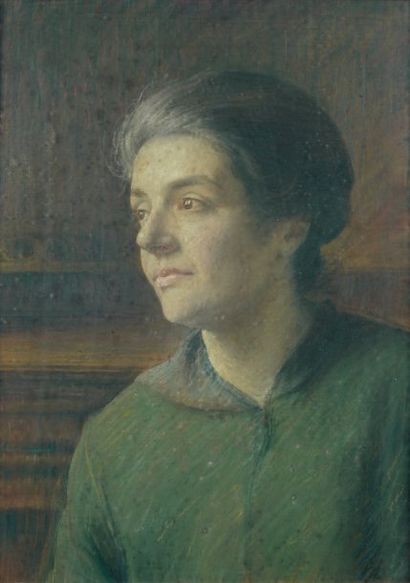 François Joseph GUIGUET (Corbelin 1860 - 1937) Portrait de femme de trois - quart...