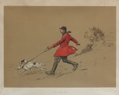Lionel EDWARDS The terrier Man Gravure en couleurs encadrée Dim. 49 x 59 cm