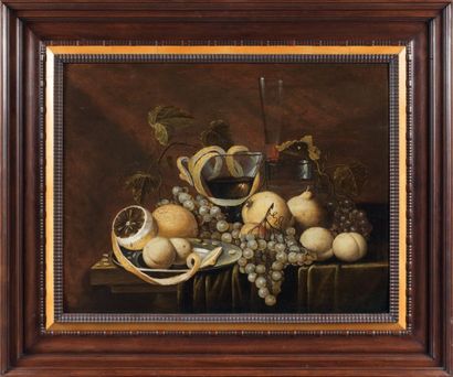 Gilliam DANDOY (Actif à Anvers vers 1630 - mort en 1652) Nature morte aux fruits...