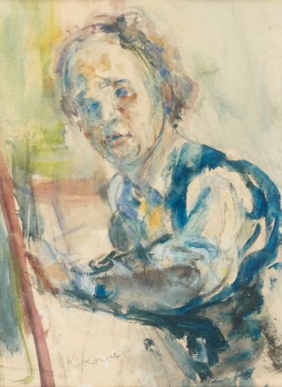 Michel KIKOÏNE (1892-1968) Autoportrait Aquarelle, signée en bas à gauche. 22 x 16...