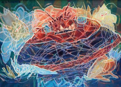 Alfred-Georges REGNER (1902-1987) Le crabe Huile sur toile, signée en haut à gauche....