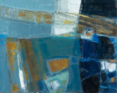 null Composition bleue (SAPHO) - 1989 Huile sur toile, signée et datée en bas à droite,...