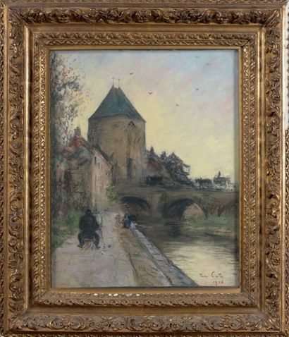 Siebe Johannes TEN CATE (1858 - 1908) Moret, le peintre sur le motif, 1903 Pastel...