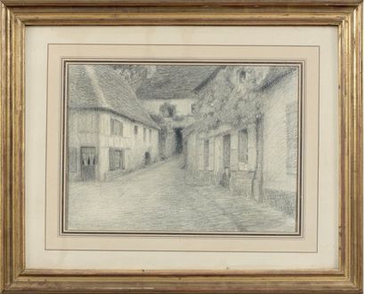 Henri le SIDANER (1862 - 1939) Ville ancienne, Gerberoy, 1901 Dessin à la pierre... Gazette Drouot
