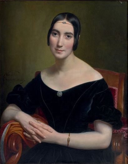Sébastien NORBLIN de la GOURDAINE (Varsovie 1796 - Paris 1884) 
Portrait de femme...