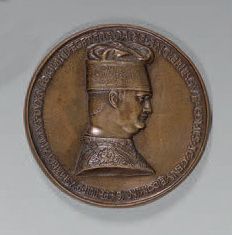 null Médaille en bronze représentant sur une face un por­trait d'homme, avec un texte;...