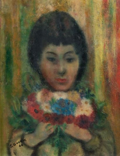 ÉDOUARD JOSEPH GOERG (1893 - 1969) Le bouquet tricolore, 1944
Huile sur toile, signée...