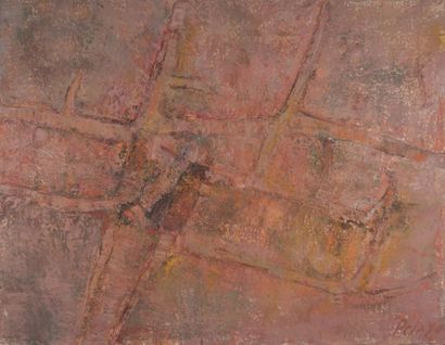 Orlando PELAYO (1920 - 1990) Sans titre, fond rose
Huile sur toile, signée en bas...