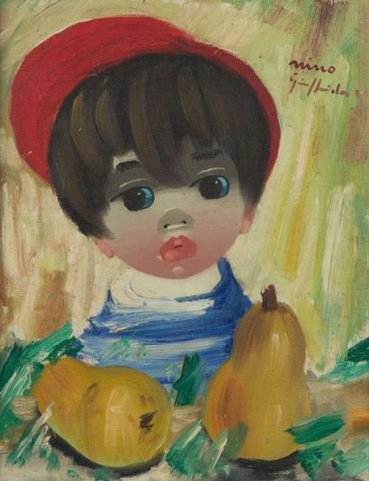 Nino GIUFFRIDA (né en 1924) Le bonnet rouge
Huile sur toile, signée vers le haut...
