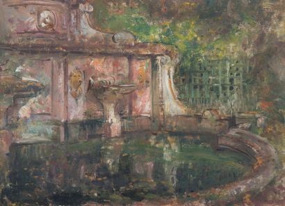 Henri Emilien ROUSSEAU (1875 - 1933) Bassin à Versailles
Huile sur panneau authentifiée...