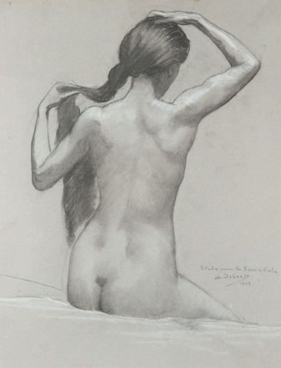 Alphonse OSBERT (1857 - 1939) Étude pour le Bain à Vichy, 1903
Dessin au fusain et...