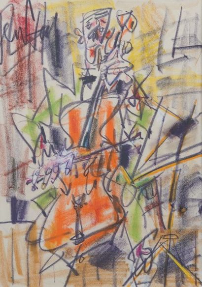 GEN PAUL (1895 - 1975) Le violoncelliste
Dessin au crayolor, signé en haut à gauche
41...