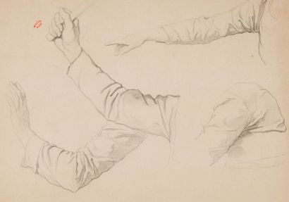 Théodore VALERIO (1819 - 1879) Étude de bras
Dessin au crayon noir, porte le timbre...