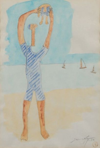 LÉOPOLD SURVAGE (1879 - 1968) Au bain de mer, 1930
Aquarelle sur traits de crayon,...