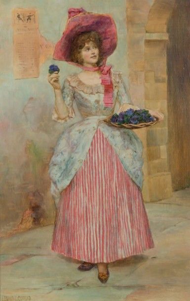 Edward Charles CLIFFORD (1858 - 1910) La bouquetière aux violettes
Huile sur panneau,...