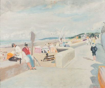 Lucien ADRION (1889 - 1953) La promenade le long de la plage, 1927
Huile sur toile,...