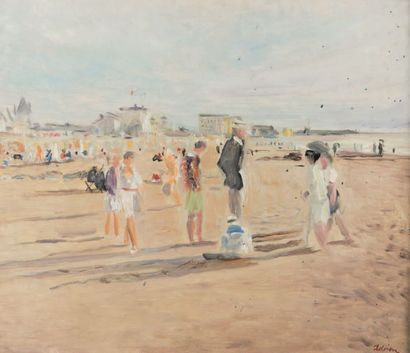 Lucien ADRION (1889 - 1953) Sur la plage
Huile sur panneau, signée en bas à droite
38...