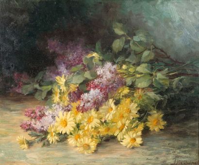 J.KASPAREK Bouquet de fleurs au lilas
Huile sur toile, signée en bas à droite
50...